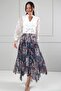 Women's Elastic Waist Lined Shawl Patterned Crinkled Triangle Midi Skirt - 2