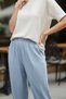 Women's Comfortable Fit Tiril Tiril Strawberry Fabric Trousers-Blue - 4