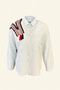 Oversized Blue Shirt with Red Tassel Embroidery - 2