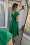 Jacket Collar Dress Green Sleeveless Dress with Belt - 3