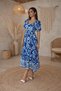 Women's Blue White Colorful Regular Loose Long Bohemian Viscose Summer Dress - 3