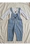 Baby Dog Embroidered Long Sleeve Bodysuit and Gardener Overalls 2-Piece Set