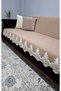 Luxury French Laced Sponge Non-Slip Velvet Sofa Cover 170X210 cm Striped Sofa Bed Cover (Camel) - 3