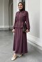 Modal Tunnel Gathered Burgundy Skirt Set - 3