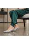 (Bono) Pul Detailed Closed Toe Short Heeled Women's Evening Dress Shoes Silver - 4