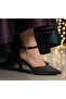 (Ayem) Closed Toe Women's Shoes with Stone Detail on Heel Black - 4