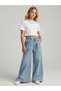 Girl's Pleated Detailed Wide-Leg Jeans - 4