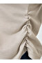 Women Beige Graphic Print Ruched T-Shirt - 5