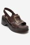 Lucia Brown Buckle Genuine Leather Women's Wedge Heeled Sandals - 3
