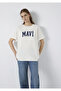 Logo Printed Ecru T-Shirt Oversize / Wide Cut 1600843-81964 - 2