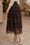 Layered Flocked Skirt A60691 Brown - 2