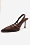 FAUNA Brown Satin Womens Heeled Shoes - 6