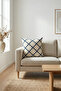Modern Geometric Punch Embroidered Decorative Throw Pillow Cover 42X42 cm Cotton Panama Linen - 3
