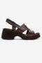 Lucia Brown Buckle Genuine Leather Women's Wedge Heeled Sandals - 4