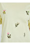 Women Yellow Embroidered Floral Oversized T-Shirt - 3