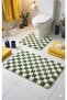 Chess Checkerboard Patterned Latex Non-Slip Base Machine Washable 2-Piece Bohemian Bath Mat 60X100 60X50 - 3