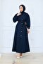 Women's Buttoned Belt Detailed Denim Dress - 6