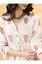 V Neck Animal Print Button Detail Straight Fusion Kurta - 4
