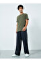 Men Khaki Acid Wash Crew Neck T-Shirt - 2
