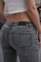 Vintage Women's Spanish Flare Jeans Low Waist Pocket Detailed Slim Fit Flare Pants - 4