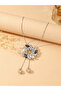 Rhinestone Floral Shaped Tassel Pendant Necklace - 5