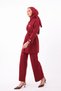 Shirt Collar Belted Waist Double Crepe Woven Hijab Suit 3167 - 2