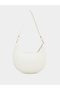 White Half Moon Shoulder Bag with Detachable Strap - 2