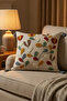 Bohemian Floral Embroidered Decorative Throw Pillow Cover 42X42 cm Cotton Panama Linen - 4
