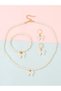 Set of 3 - Bow Pendant Faux Pearl Necklace, Bracelet, and Earring - 3