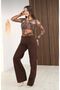 D92 Brown Straight Fit Wide Leg Pants - 2