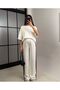 Women's White Oversize Stripe Detailed Double Stretch Modal Set