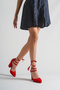 New Drawstring Red Suede High Heel Shoes - 3