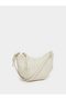 White Plain Shoulder Bag with Zip Closure