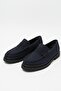 Genuine Nubuck Leather Navy Blue Comfortable Daily Men's Loafer Shoes Luass28Al0053