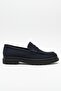 Genuine Nubuck Leather Navy Blue Comfortable Daily Men's Loafer Shoes Luass28Al0053 - 2