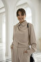 Women's Beige Shawl Detailed Design Shirt and Pants Double Hijab Set - 3