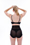. .T Black Mi Emay 2706 Laser Tulle Gathering Slip Ghost Panties Corset - 2