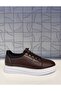 Ay 584 Brown White Sole Genuine Leather Rubber Lacing Detail Orthopedic Comfortable Daily Walking Shoes - 2