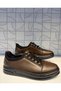 Ay 584 Men's Brown Genuine Leather Rubber Lacing Detail Orthopedic Comfortable Daily Walking Shoes