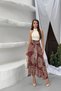 Women's High Waist Stylish Ethnic Patterned Asymmetrical Cut Midi Skirt with Tie Detail - 7