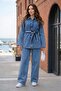 Belted Buttoned Trousers Denim Suit Ss2876 Light Blue - 5