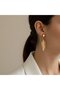 Minimal Leaf Shaped Steel Earrings - 4