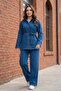 Belted Buttoned Trousers Denim Suit Ss2876 Blue - 2