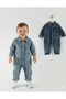 Necixs Belgrad Baby Denim Overalls Light Blue - 100% Cotton Denim Baby Gardener Overalls - 2