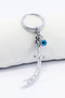 Shiny Metal Zulfiqar Sword Metal Keychain with Glass Evil Eye Beads, Bag Ornament