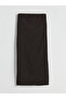 Lcw Vision Brown Elastic Waist Polka Dot Gathered Slit Skirt - 7