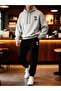 Lıvo Tracksuit Set Hooded Oversize Sweatshirt and Jogger Bottom Printed Sports Combination - 2