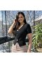 3-Button Ribbed Short Sleeve Slim Fit Stylish Different Blouse (Slim Fit 1 Size Larger) - 6
