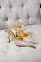Aurora Women's Gold Pointed Toe Slingback Stiletto Shiny Glitter Thin Heeled Evening Dress Shoes - 2