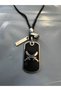 Black Plate Figured Necklace – Unisex Design with Black Cord - 2